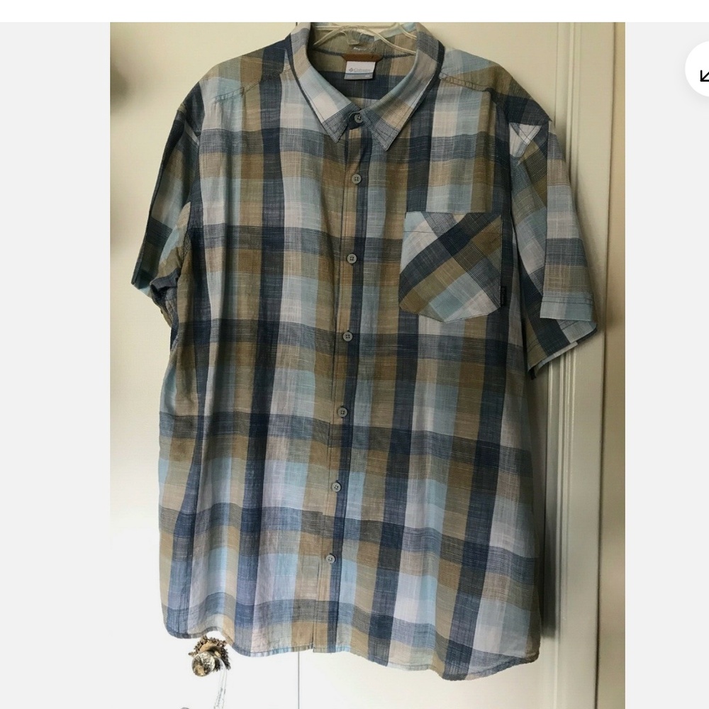 Columbia Sportswear Decoy Rock Shirt, Size: Mens XXL, Short Sleeve, Blue/Beige